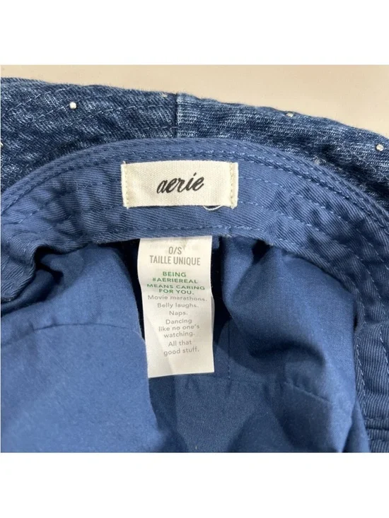 Aerie Pearl Studded Women’s Denim Bucket Hat Sun Hat OSFM 100% Cotton - Picture 7 of 8